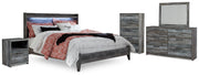 Baystorm King Panel Bed, Dresser, Mirror, Chest and Nightstand