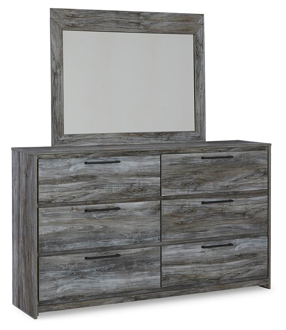 B221 Panel Headboard Set - Full, Mirrored Dresser and Nightstand