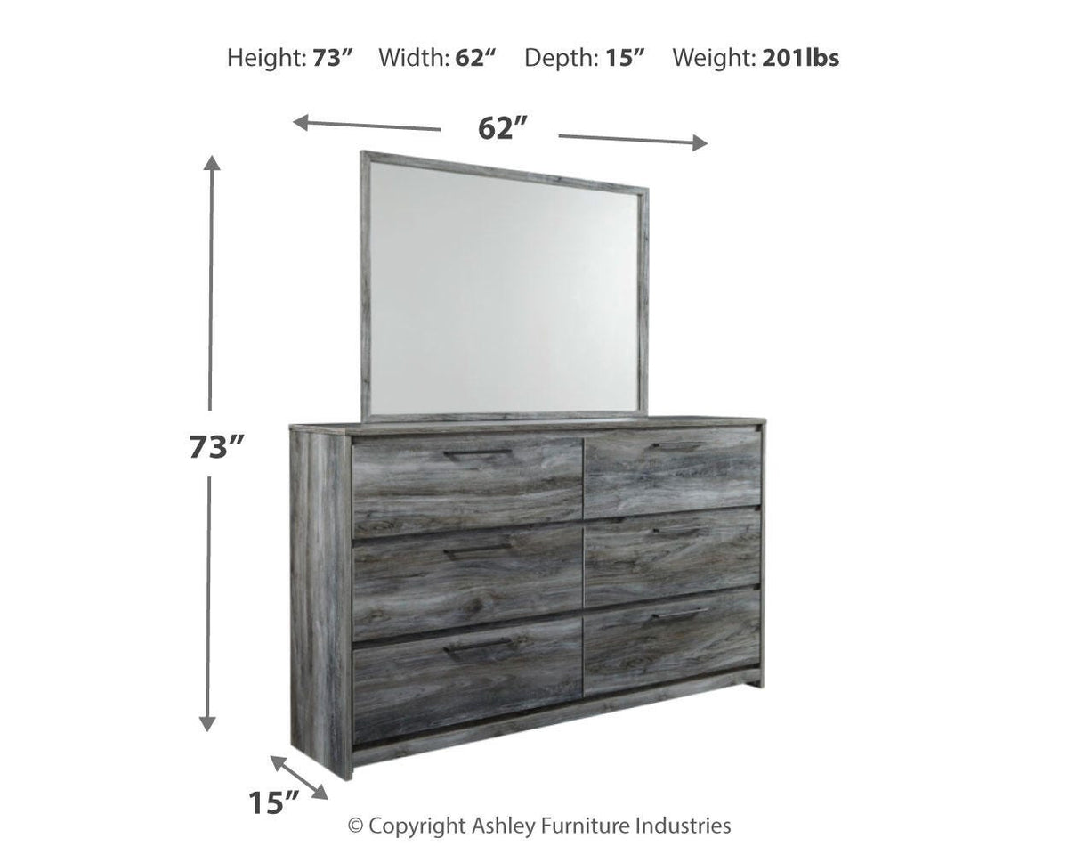 B221 Panel Headboard Set - Twin, Mirrored Dresser and Nightstand