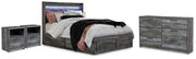 Baystorm Queen Panel Bed with Storage, Dresser and 2 Nightstands