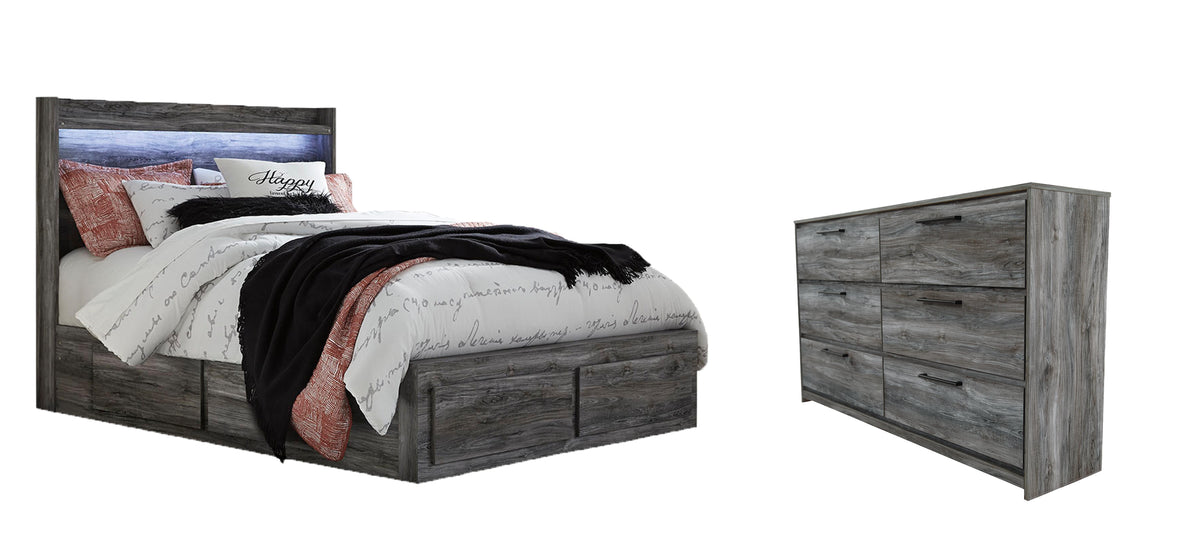 Baystorm Panel Bed with 6 Storage Drawers Set - Queen