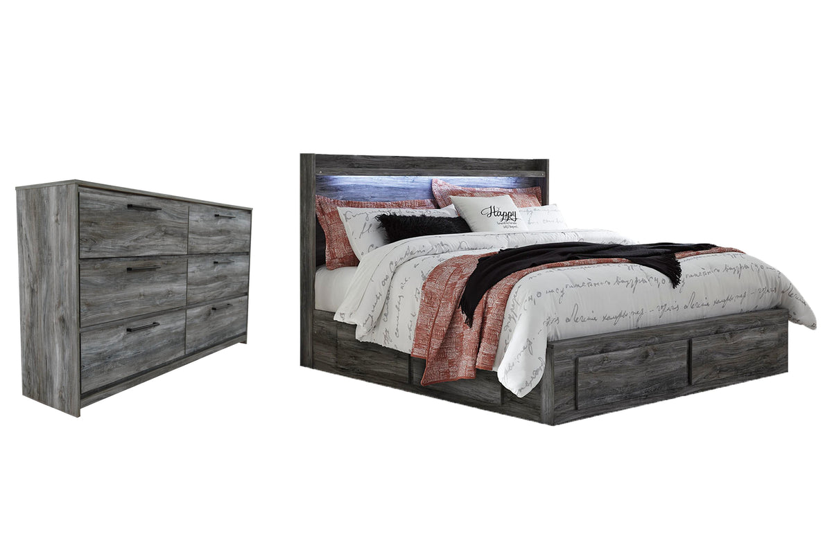 Baystorm Panel Bed with 6 Storage Drawers Set - King