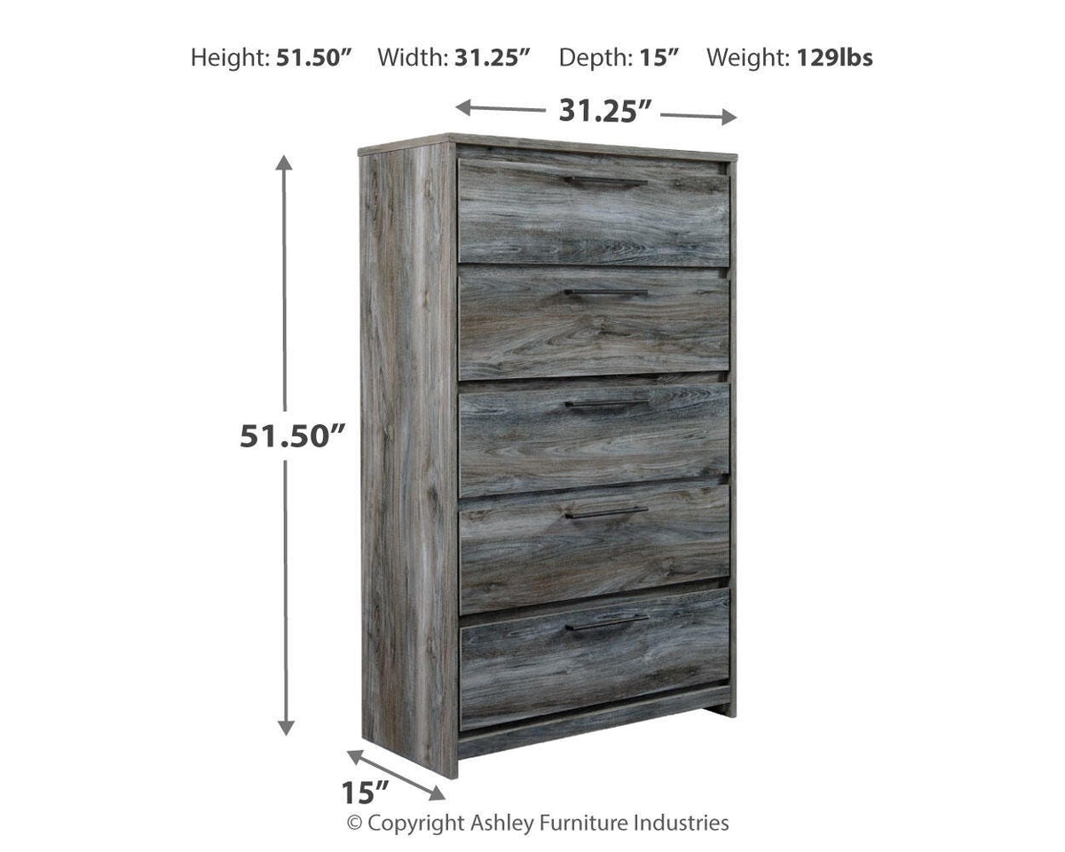 Baystorm King Panel Bed, Dresser, Mirror, Chest and Nightstand