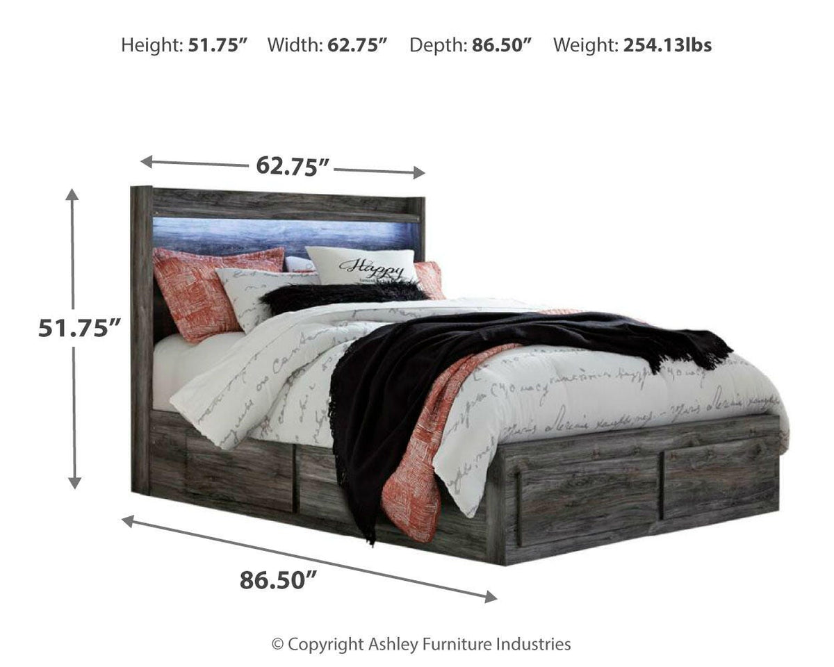 Baystorm Panel Bed with 6 Storage Drawers Set - King