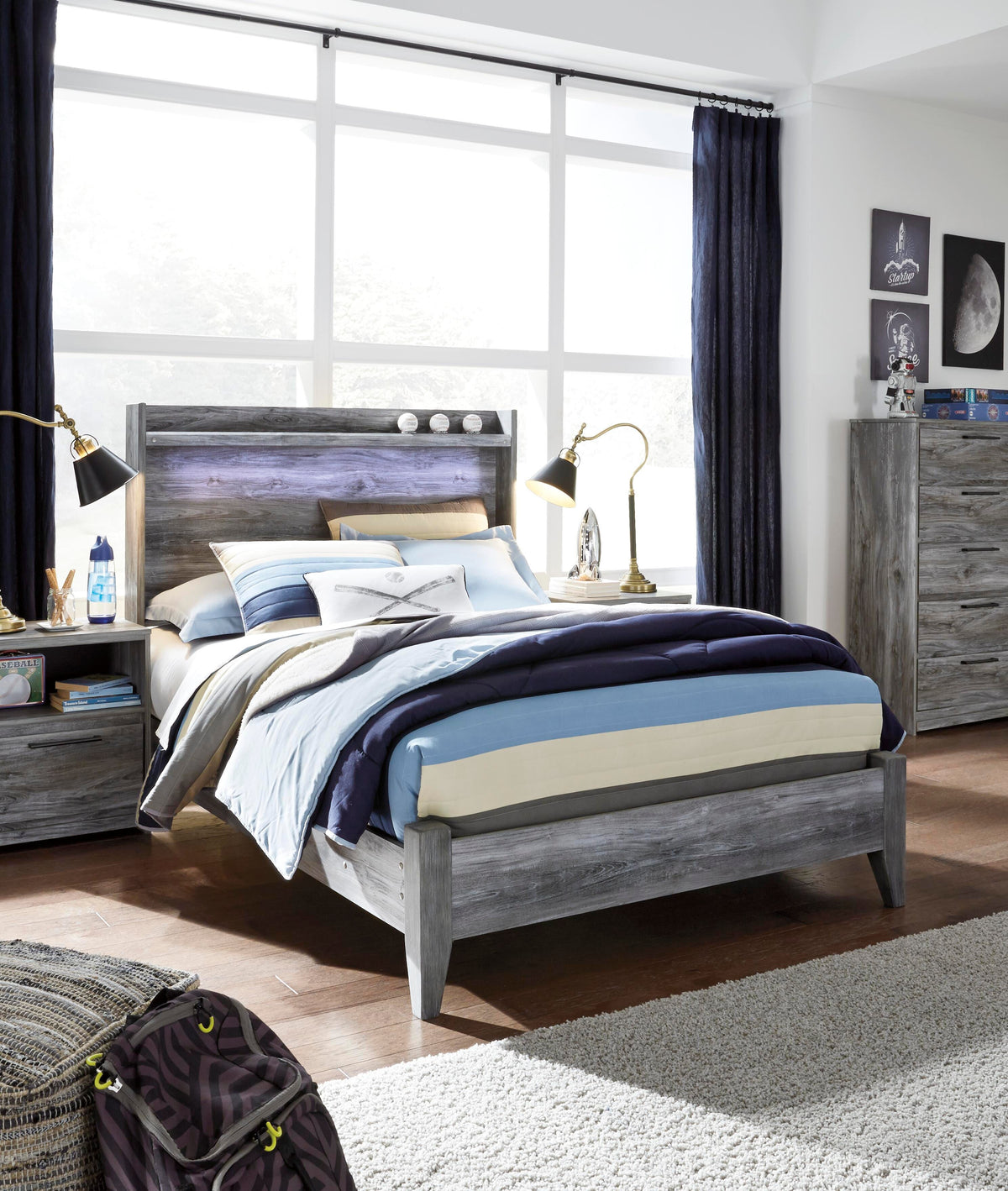 Baystorm Full Panel Bed, Dresser, Mirror and Chest