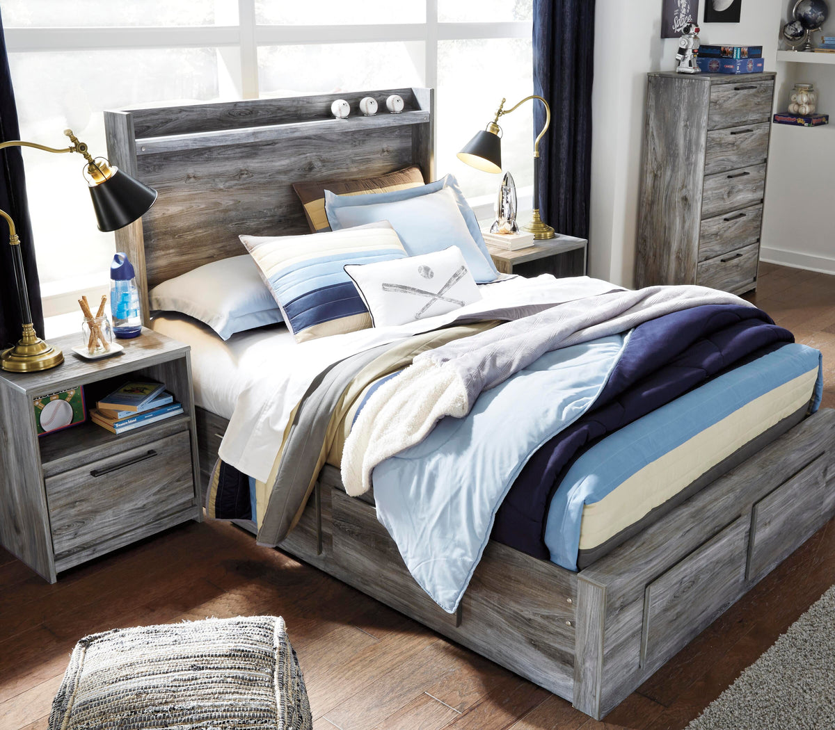 Baystorm Full Panel Storage Bed, Dresser and Mirror