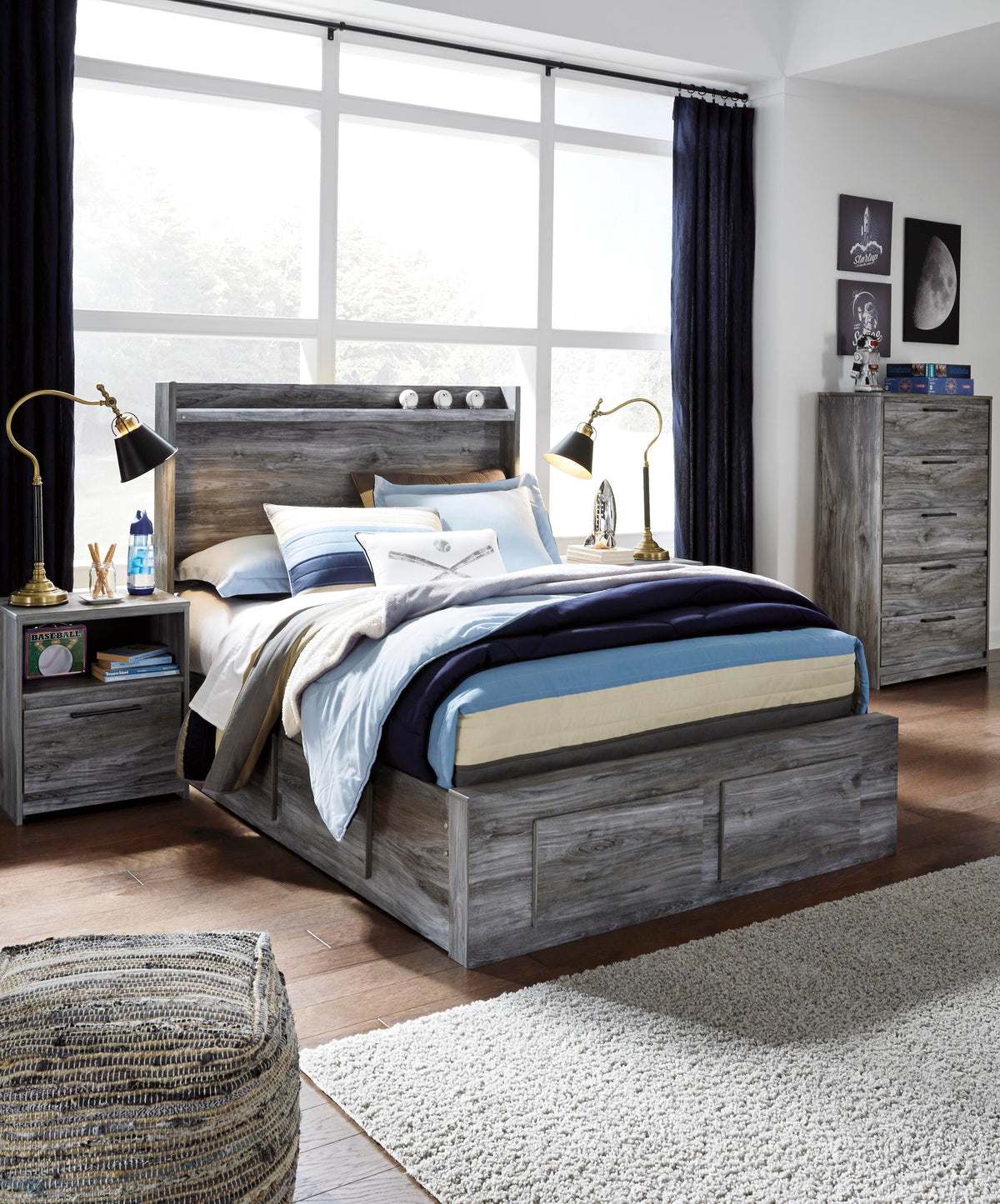 Baystorm Panel Bed with 6 Storage Drawers - Full