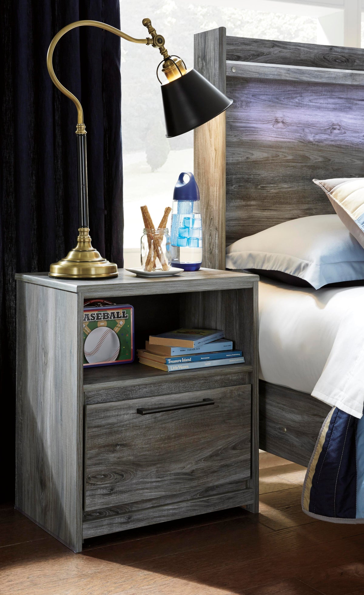 Baystorm Full Panel Storage Bed and Nightstand