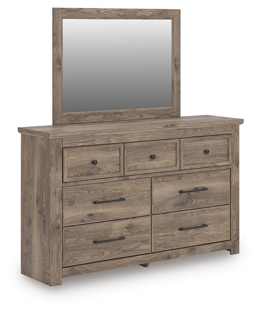 Rusticott Queen Poster Bed, Dresser, Mirror and Nightstand