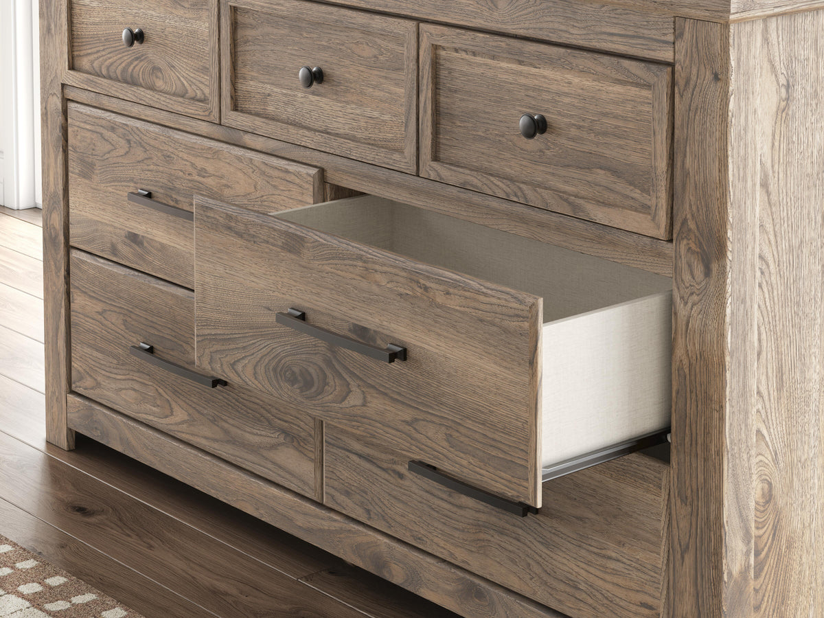 Rusticott King Poster Bed, Dresser, Mirror and Nightstand