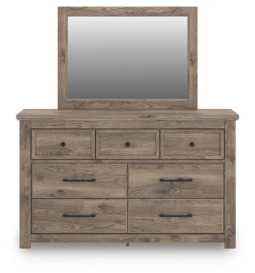Rusticott Poster Bed Set - King, Dresser and Mirror
