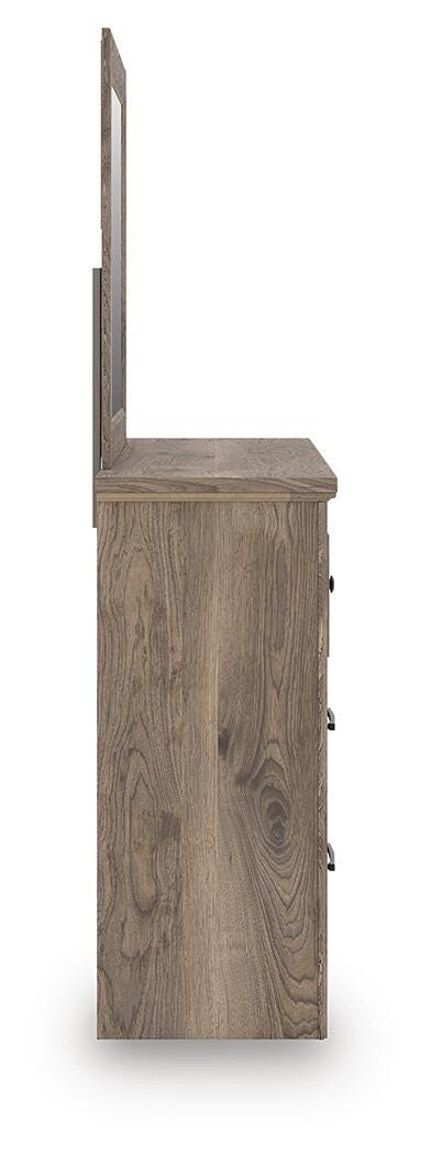 Rusticott Queen Poster Bed, Dresser, Mirror and Nightstand