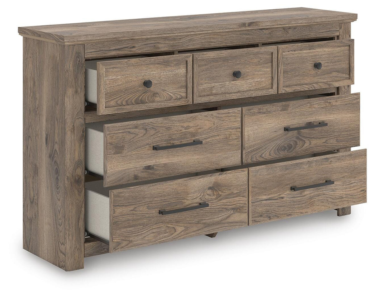 Rusticott King Poster Bed, Dresser and Nightstand