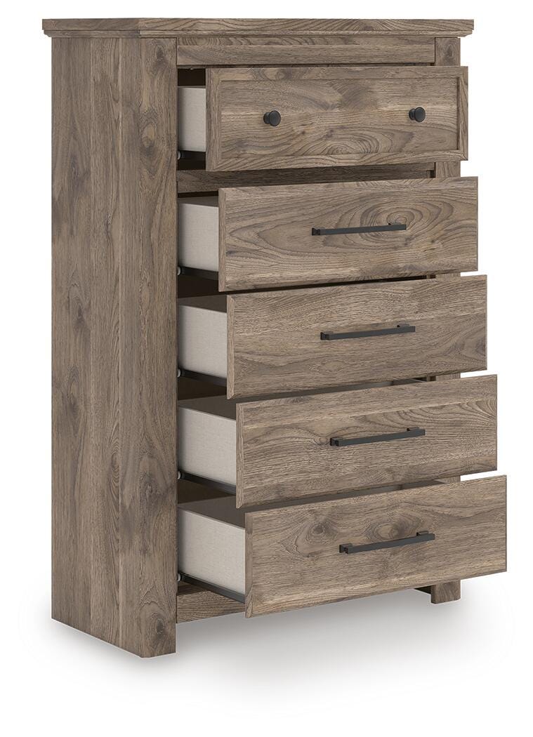 Rusticott Poster Bed Set - King, Dresser and Chest