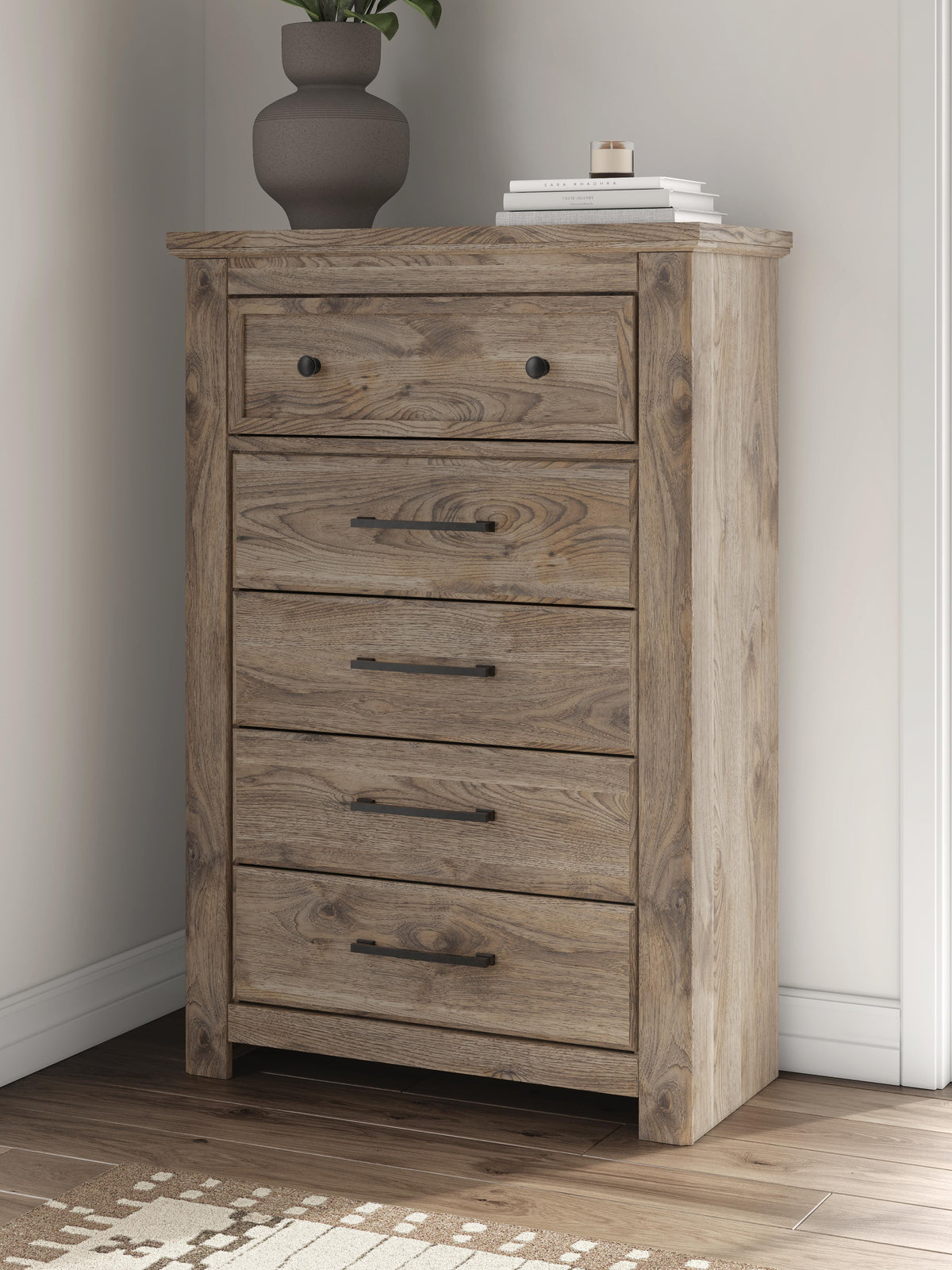 Rusticott Poster Bed Set - King, Dresser and Chest