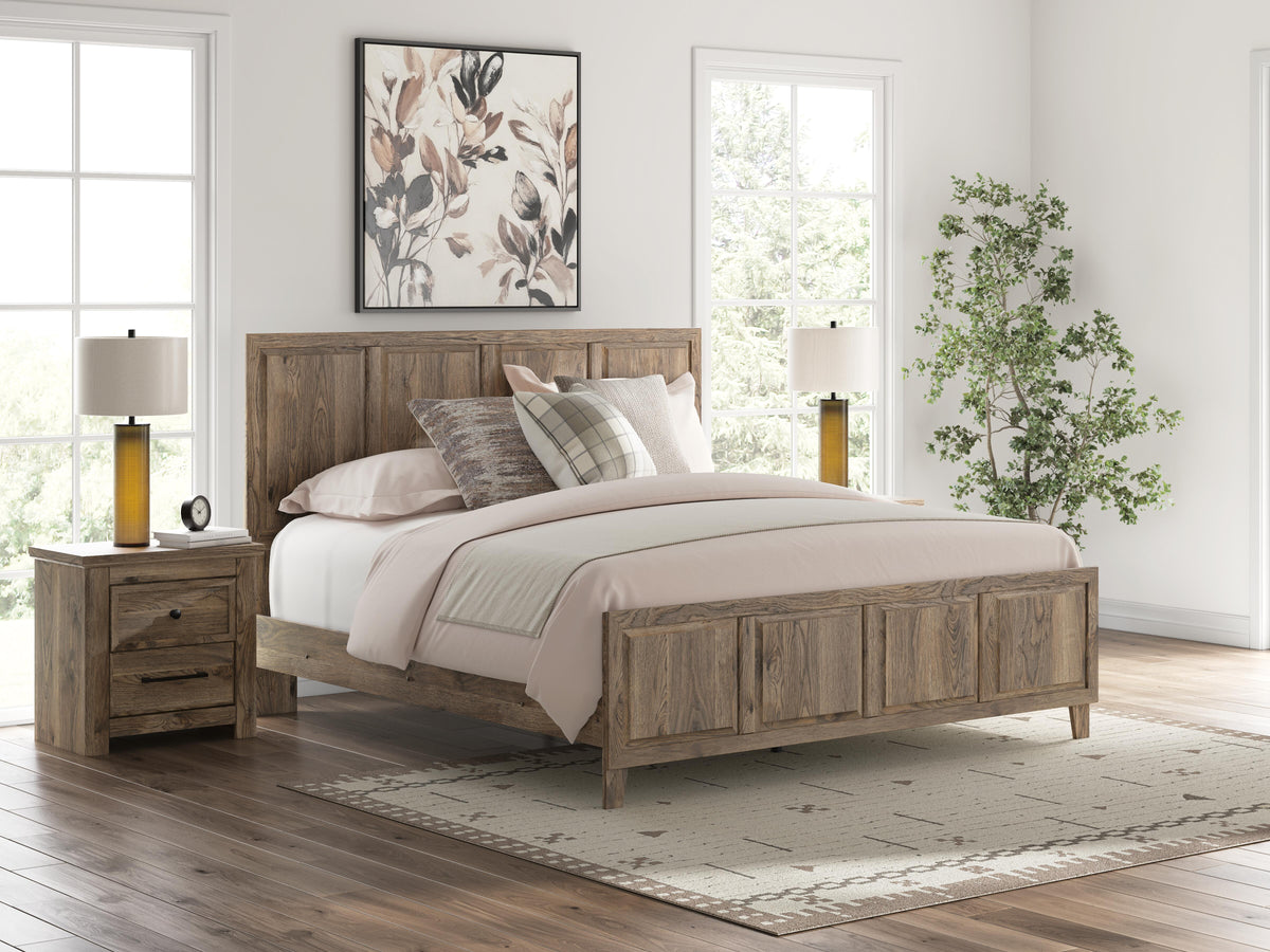 Rusticott King Panel Bed, Dresser, Mirror and Nightstand