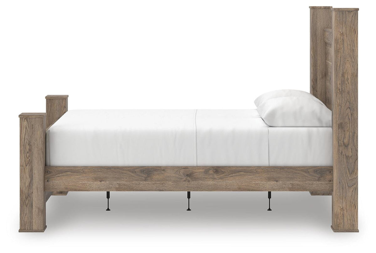Rusticott Queen Poster Bed, Dresser, Mirror and Nightstand