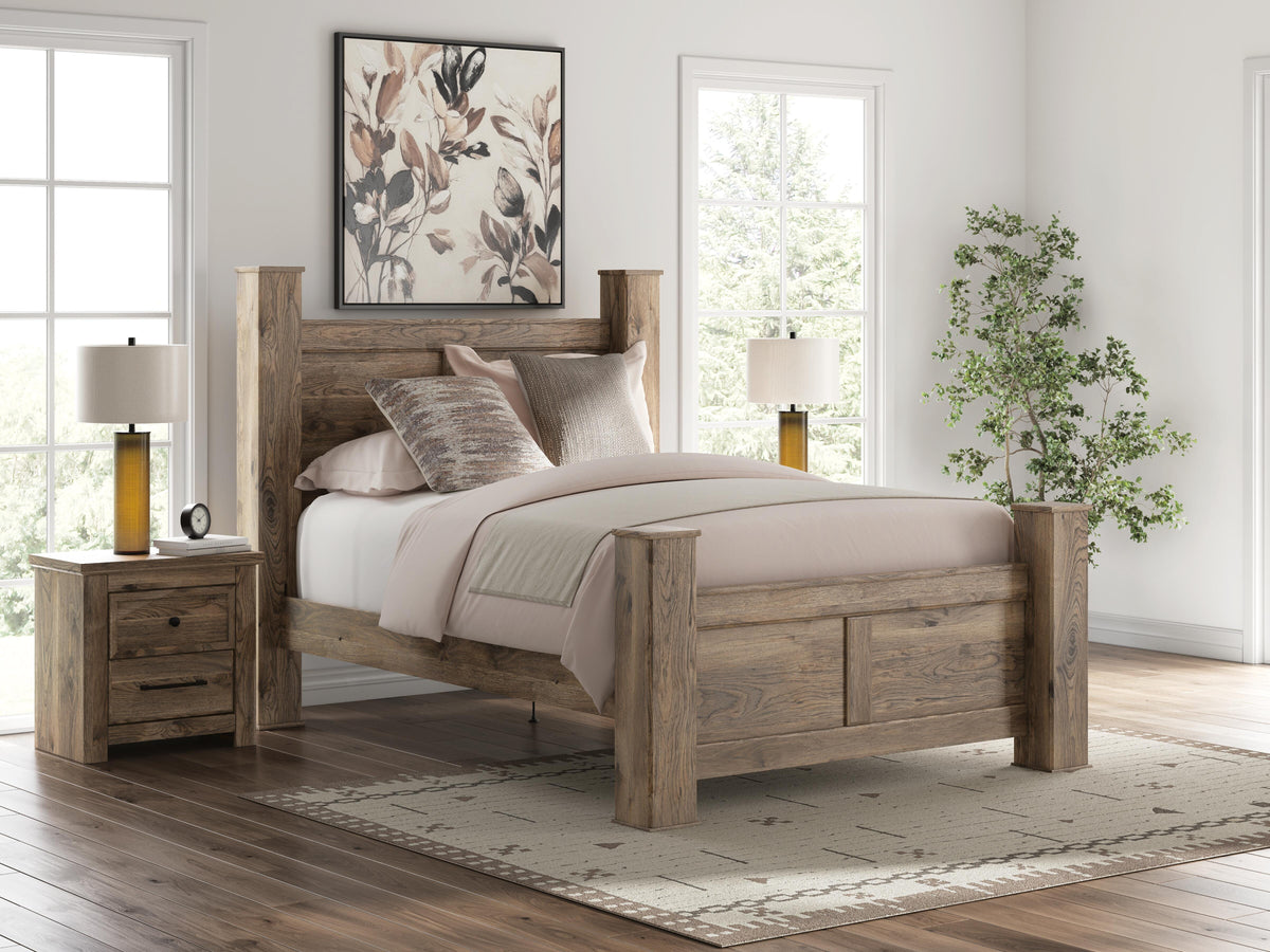 Rusticott Poster Bed Set - Queen, Dresser