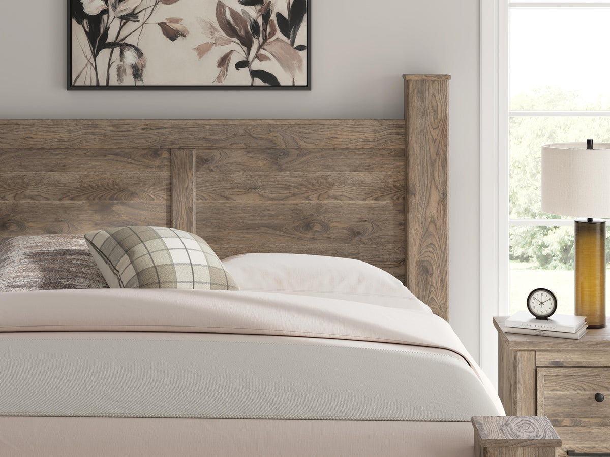 Rusticott King Poster Bed, Dresser, Mirror and Nightstand