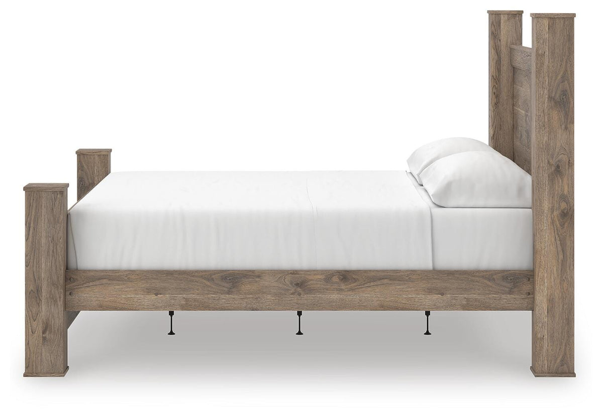 Rusticott King Poster Bed, Dresser, Mirror and Nightstand