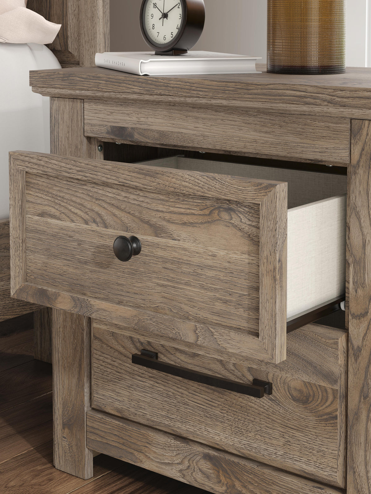 Rusticott King Poster Bed, Dresser, Mirror and Nightstand