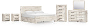 Lawroy King Panel Bed with Storage, Dresser, Mirror, Chest and 2 Nightstands