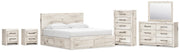 Lawroy King Panel Storage Bed, Dresser, Mirror, Chest and 2 Nightstands