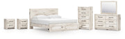 Lawroy King Panel Storage Bed, Dresser, Mirror, Chest and 2 Nightstands