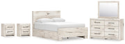 Lawroy Queen Panel Bed with Storage, Dresser, Mirror and 2 Nightstands