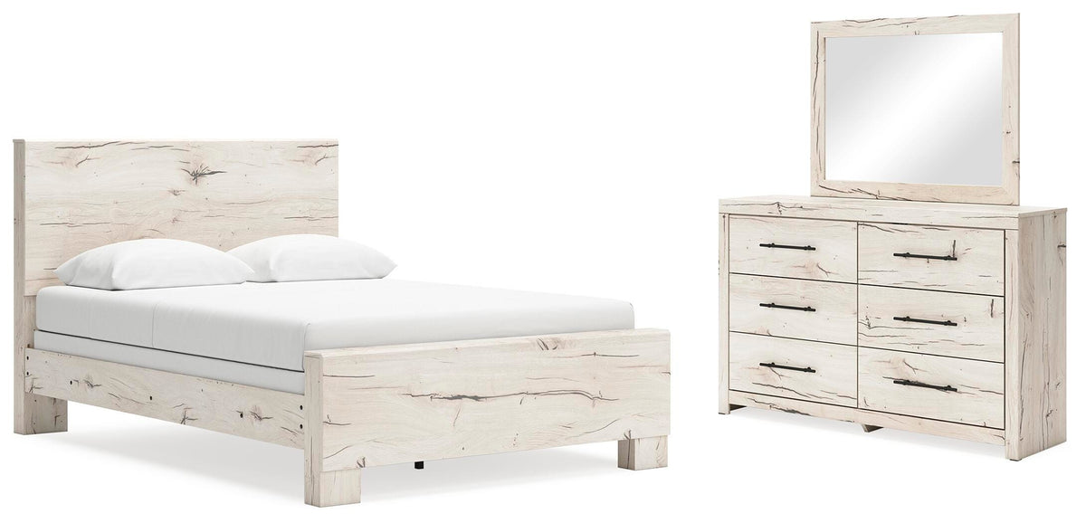 Lawroy Panel Bed Set - Queen, Dresser and Mirror