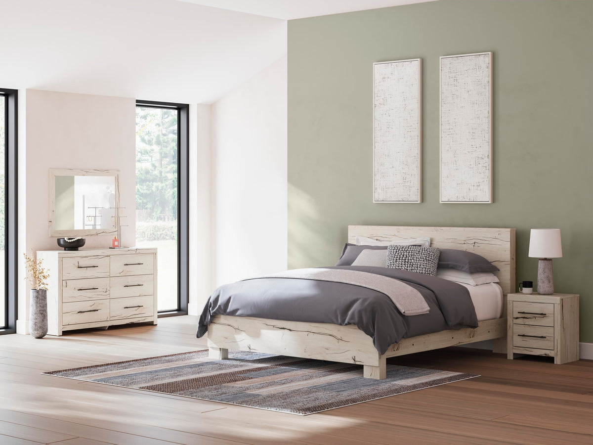 Lawroy Panel Bed Set - King, Dresser, Mirror and Nightstand
