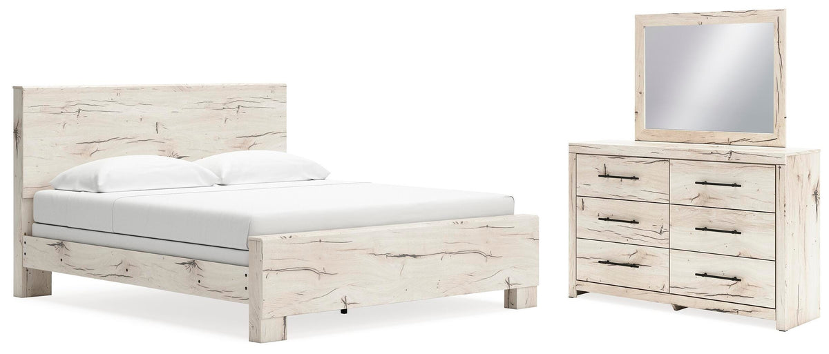 Lawroy Panel Bed Set - King, Dresser and Mirror