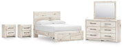 Lawroy Full Panel Storage Bed, Dresser, Mirror and 2 Nightstands