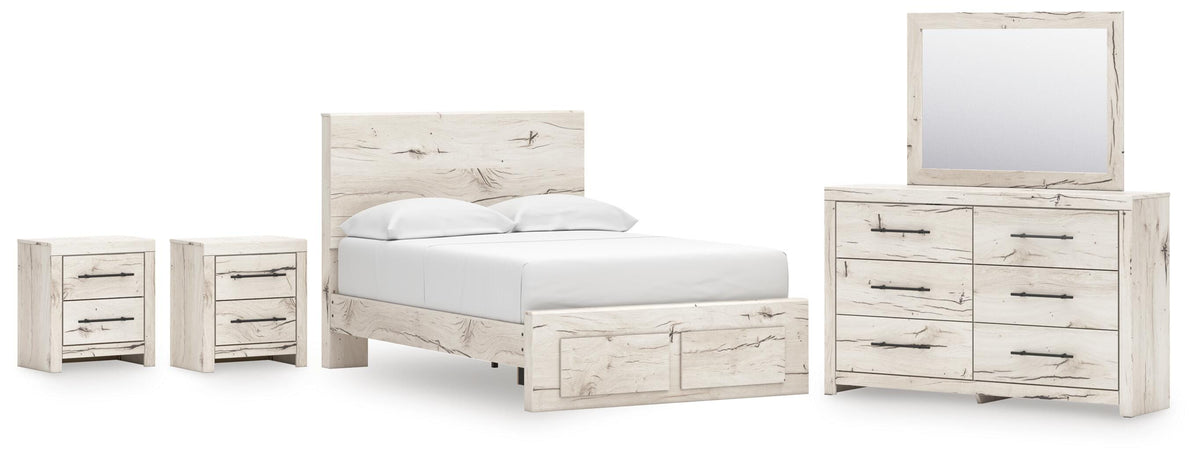 Lawroy Full Panel Storage Bed, Dresser, Mirror and 2 Nightstands