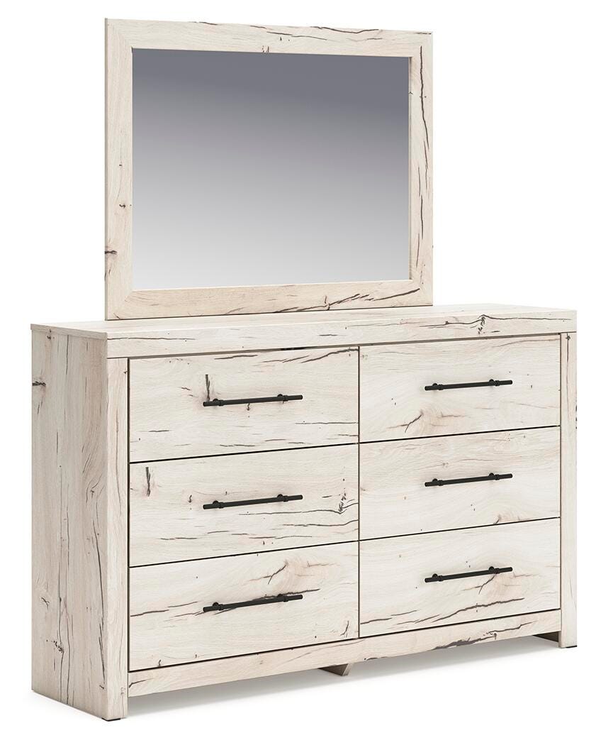 Lawroy Panel Bed Set - Queen, Dresser and Mirror