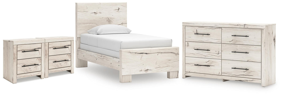 Lawroy Panel Bed Set - Twin, Dresser and 2 Nightstands