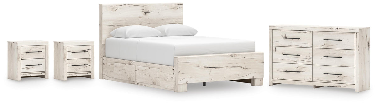 Lawroy Queen Panel Bed with Storage, Dresser and 2 Nightstands