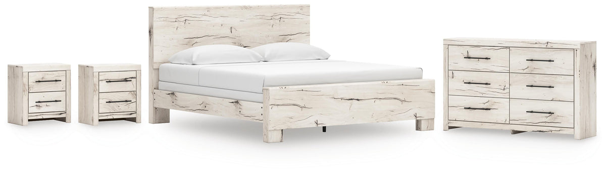 Lawroy Panel Bed Set - King, Dresser and 2 Nightstands