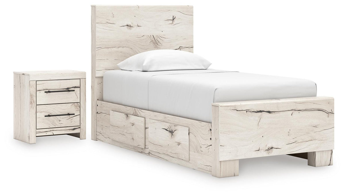 Lawroy Twin Panel Bed with Storage and Nightstand