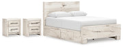 Lawroy Queen Panel Bed with Storage and 2 Nightstands