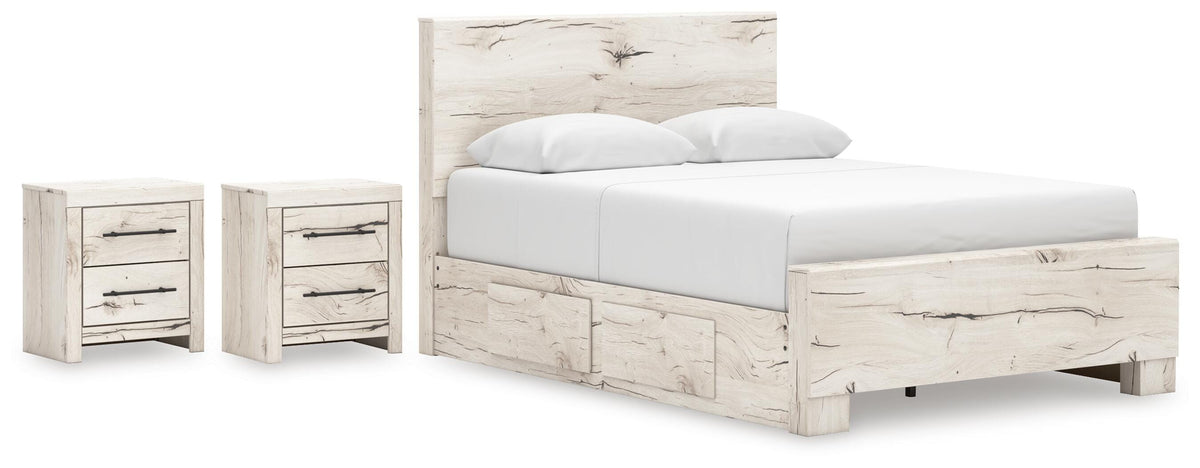 Lawroy Queen Panel Bed with Storage and 2 Nightstands
