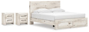 Lawroy King Panel Storage Bed and 2 Nightstands