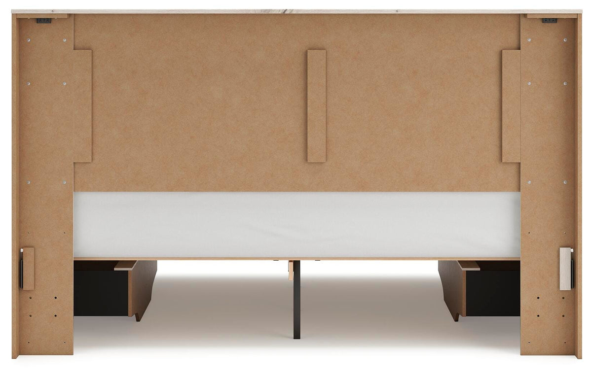Lawroy King Panel Bed with Storage, Dresser and Mirror