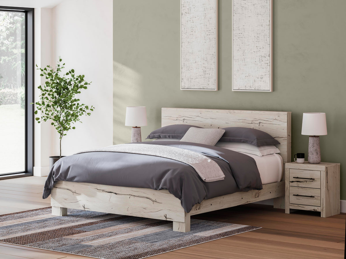 Lawroy Panel Bed Set - King, 2 Nightstands