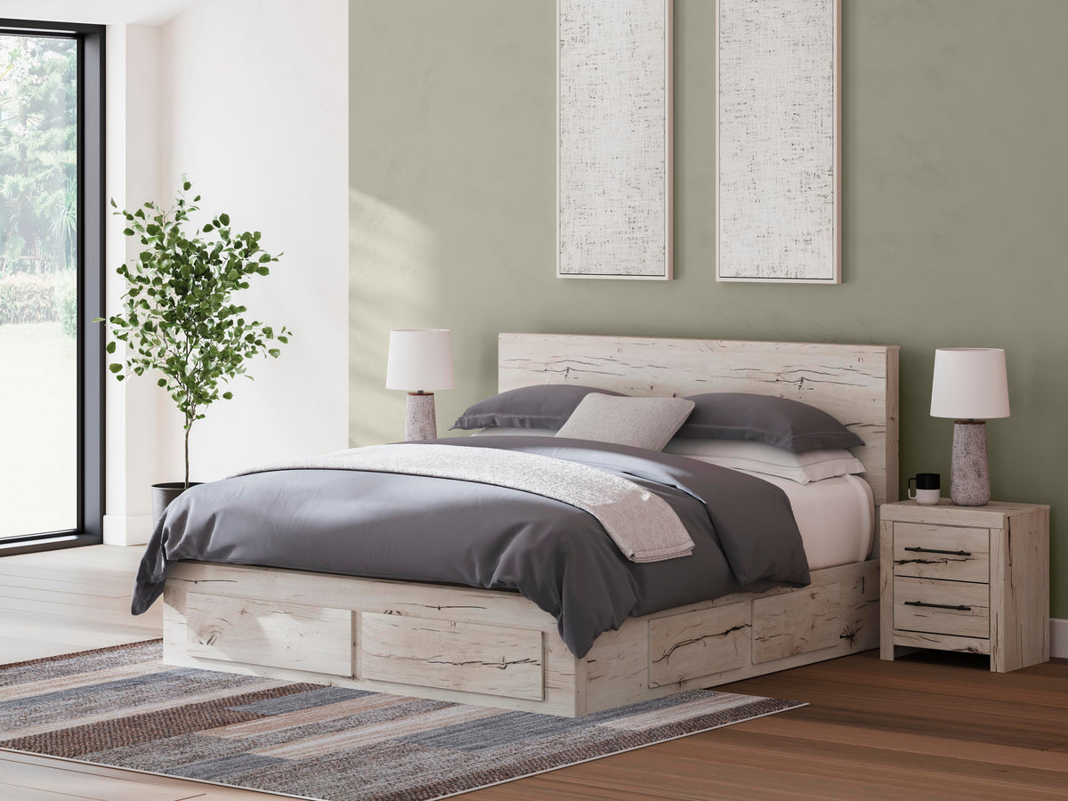Lawroy King Panel Storage Bed, Dresser, Mirror and 2 Nightstands