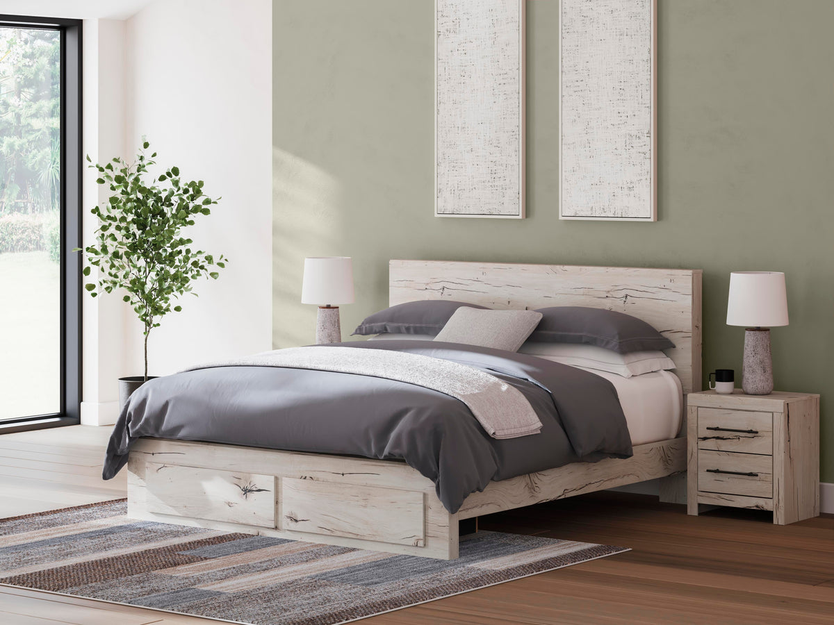 Lawroy King Panel Storage Bed, Dresser, Mirror and 2 Nightstands