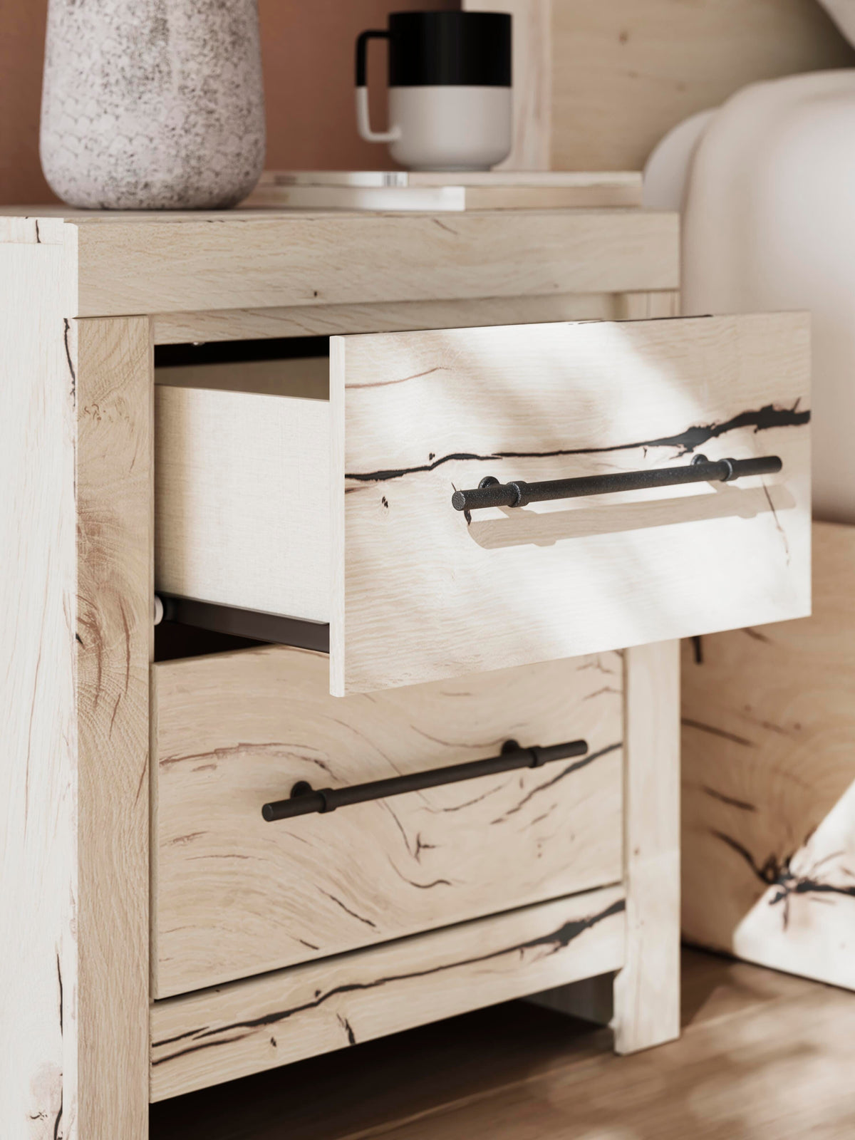 Lawroy King Panel Bed, Dresser, Mirror and Nightstand