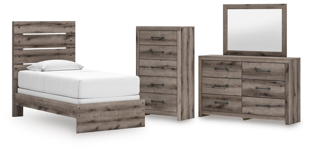 Graystorm Panel Bed Set - Twin, Dresser, Mirror and Chest