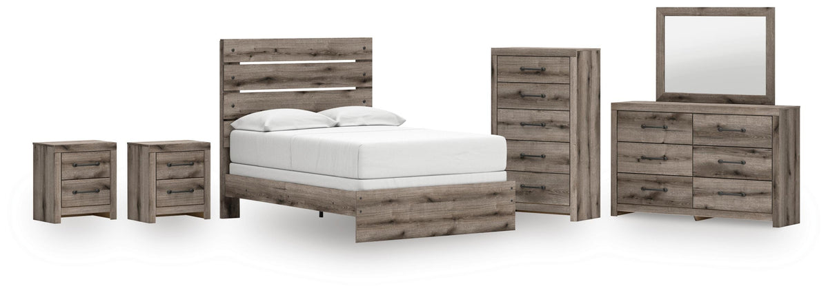 Graystorm Panel Bed Set - Full, Dresser, Mirror, Chest and 2 Nightstands