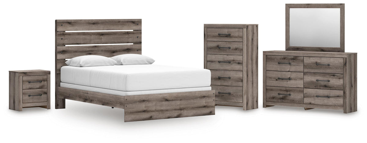 Graystorm Panel Bed Set - Queen, Dresser, Mirror, Chest and Nightstand
